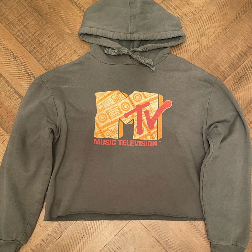 Target Green MTV Logo Crop Hoodie